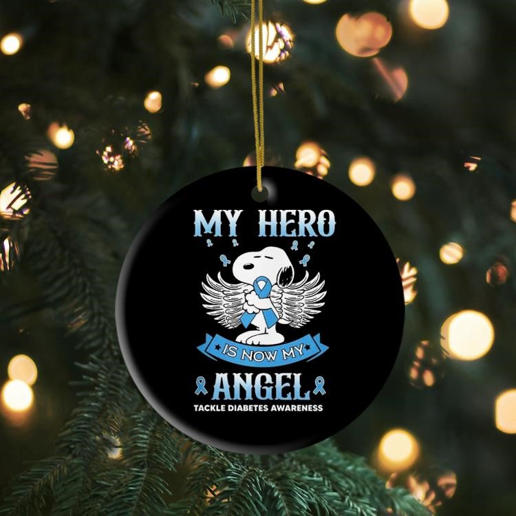 Snoopy My Hero Is Now My Angel Tackle Diabetes Awareness Ornament