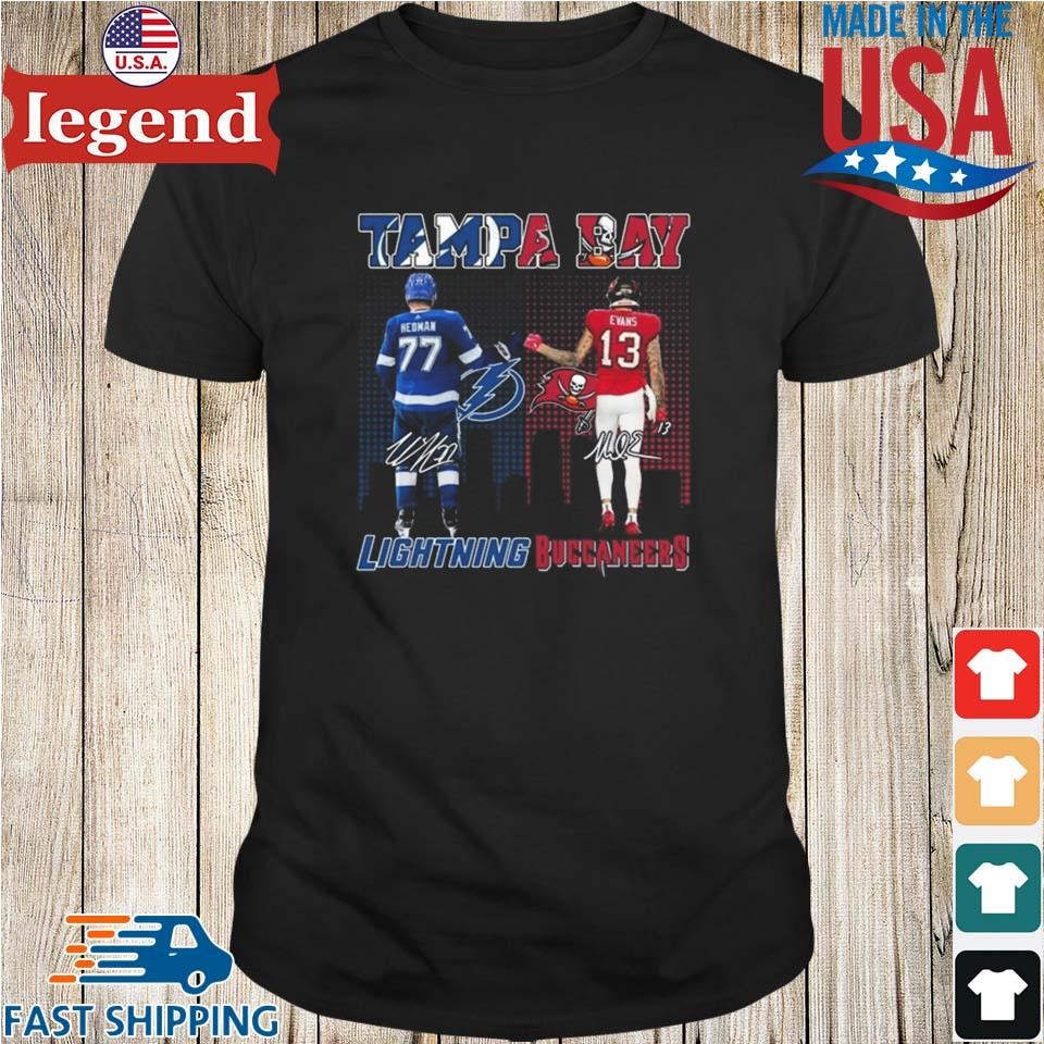 Tampa Bay Lightning Hedman x Tampa Bay Buccaneers Evans Signatures 2024 Shirt