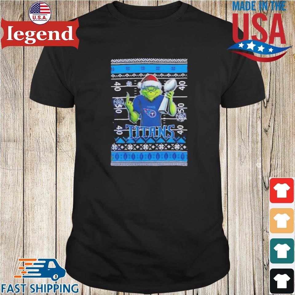 Tennessee Titans X Grinch Christmas With Super Bowl Trophy Ugly Christmas Shirt