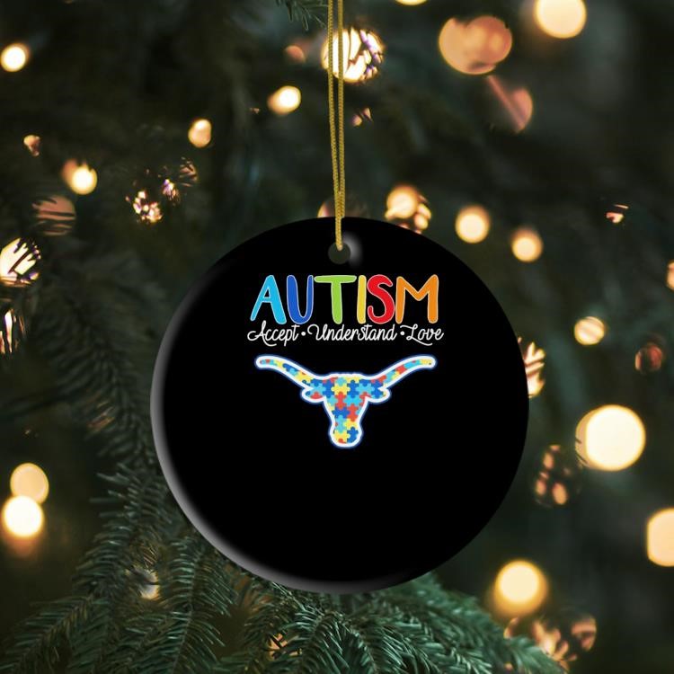 Texas Longhorns Autism Accept Understand Love Football 2024 Ornament