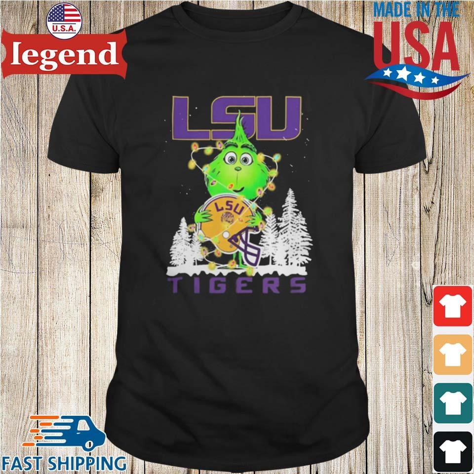 The Baby Grinch Hug LSU Tigers Helmet Christmas 2024 Sweater