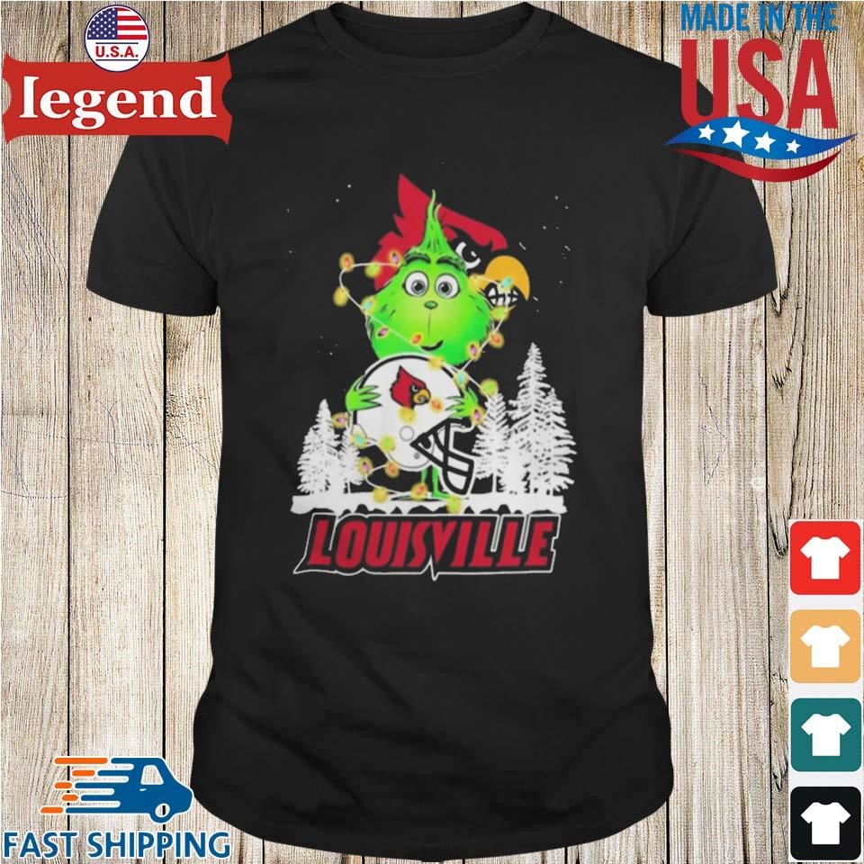 The Baby Grinch Hug Louisville Cardinals Helmet Christmas 2024 Sweater