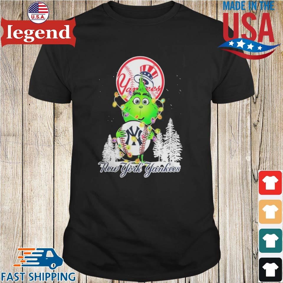 The Baby Grinch Hug New York Yankees Helmet Christmas 2024 Sweater