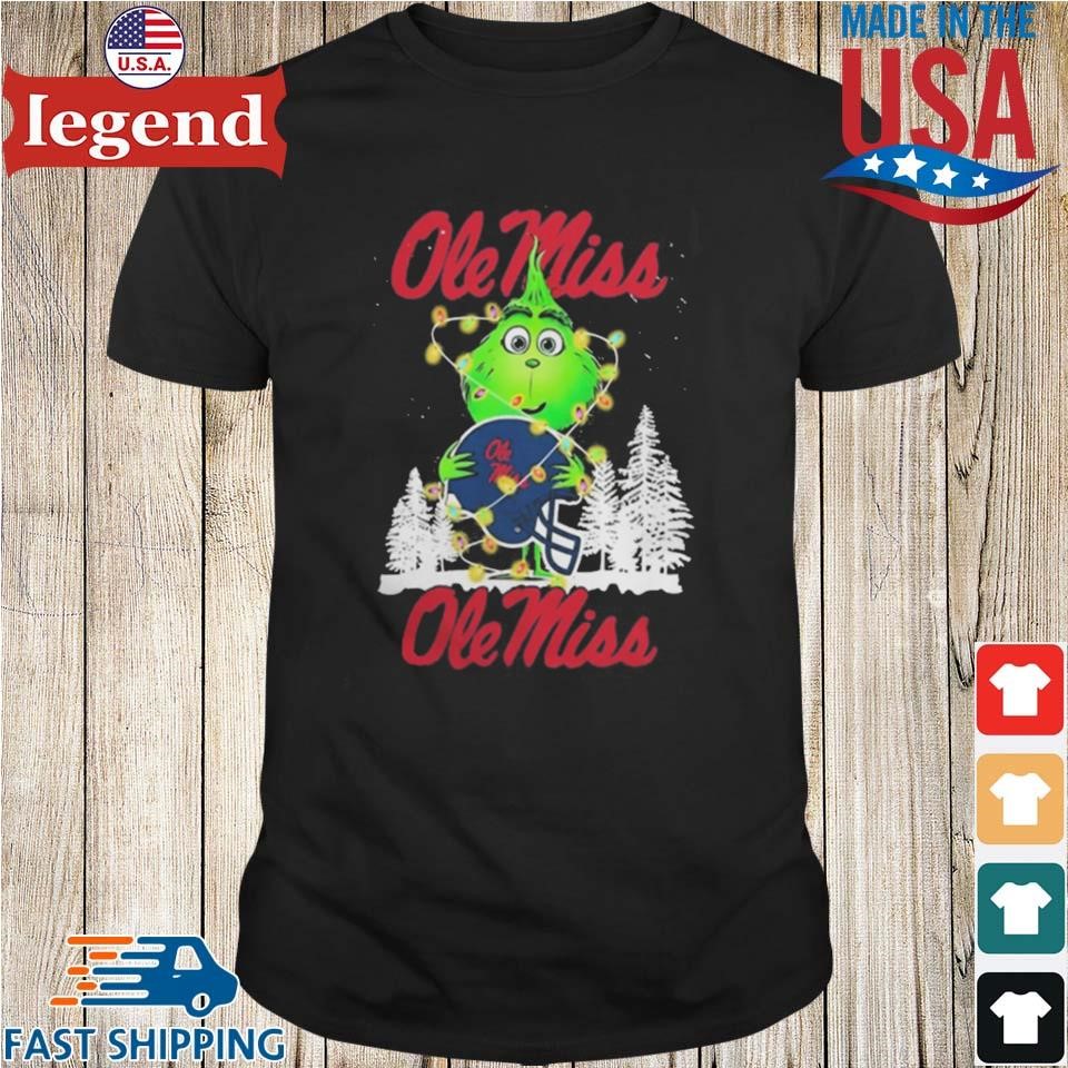 The Baby Grinch Hug Ole Miss Rebels Helmet Christmas 2024 Sweater