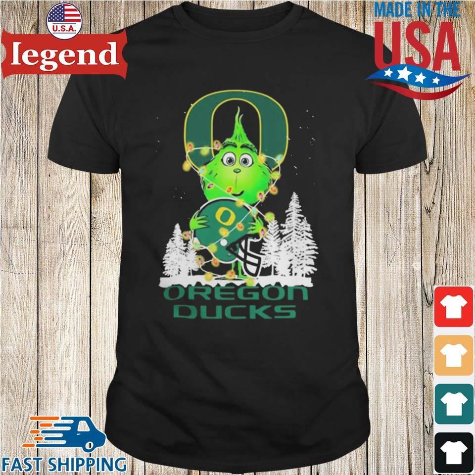 The Baby Grinch Hug Oregon Ducks Helmet Christmas 2024 Sweater