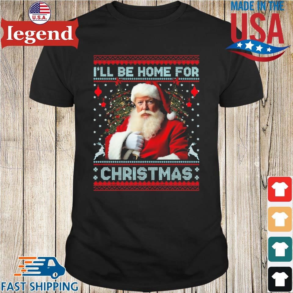 Vintage Funny Humorous Trump I'll Be Home For Christmas Ugly Sweater