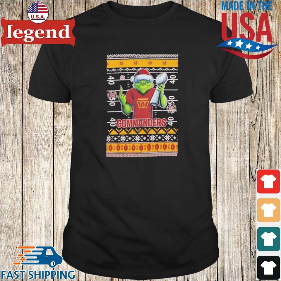 Washington Commanders X Grinch Christmas With Super Bowl Trophy Ugly Christmas Shirt