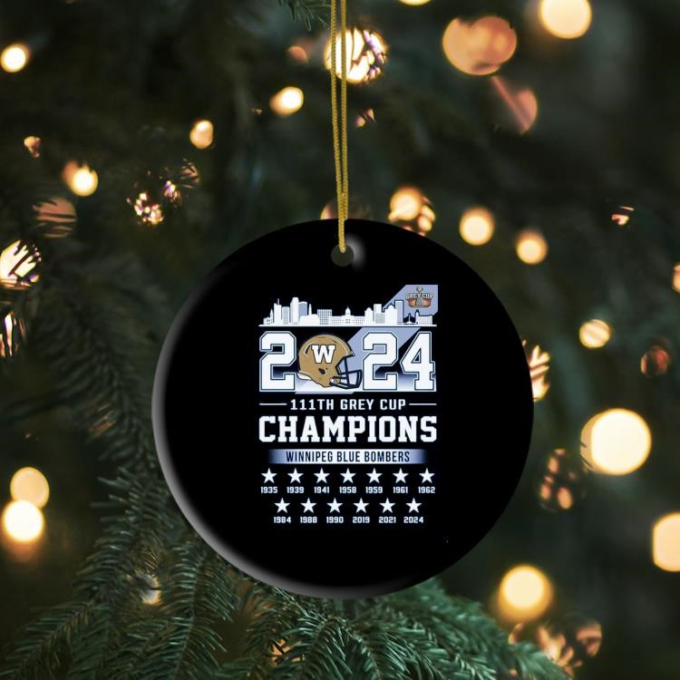 Winnipeg Blue Bombers 2024 Grey Cup Champions 1935-2024 Ornament