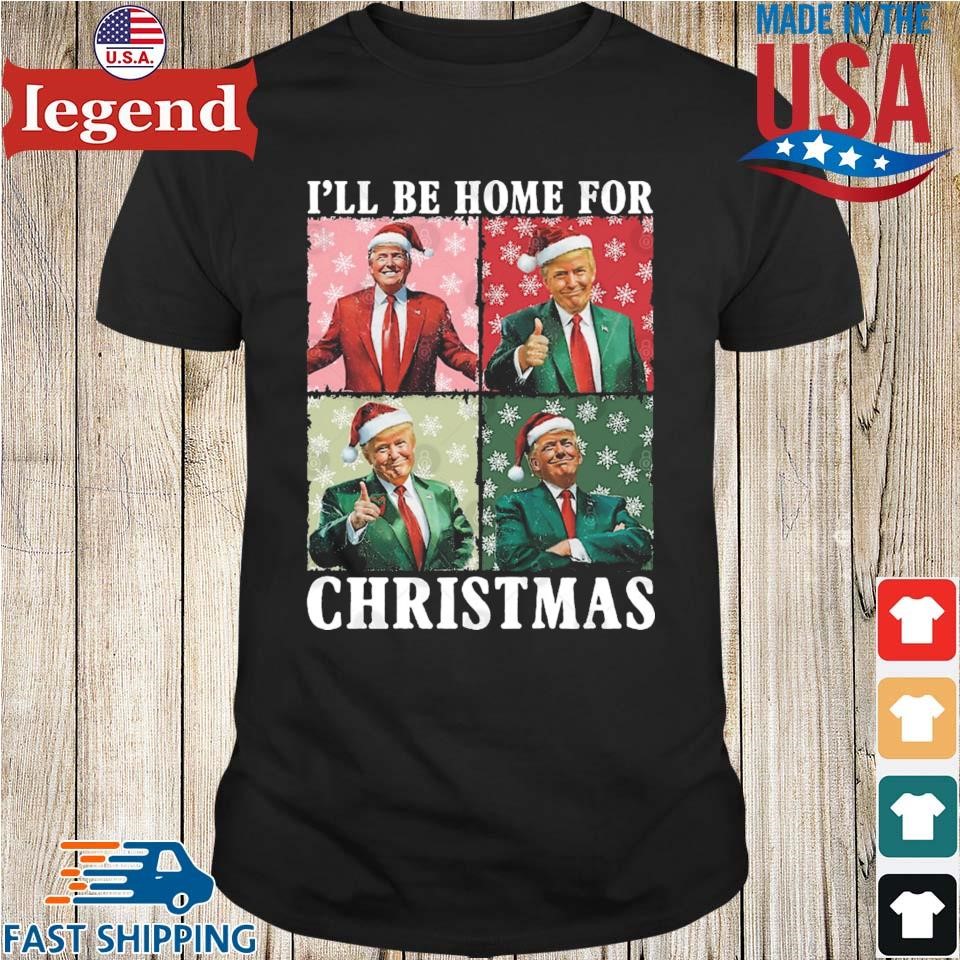 Funny Humorous Trump I'll Be Home For Christmas 2024 Vintage Sweater