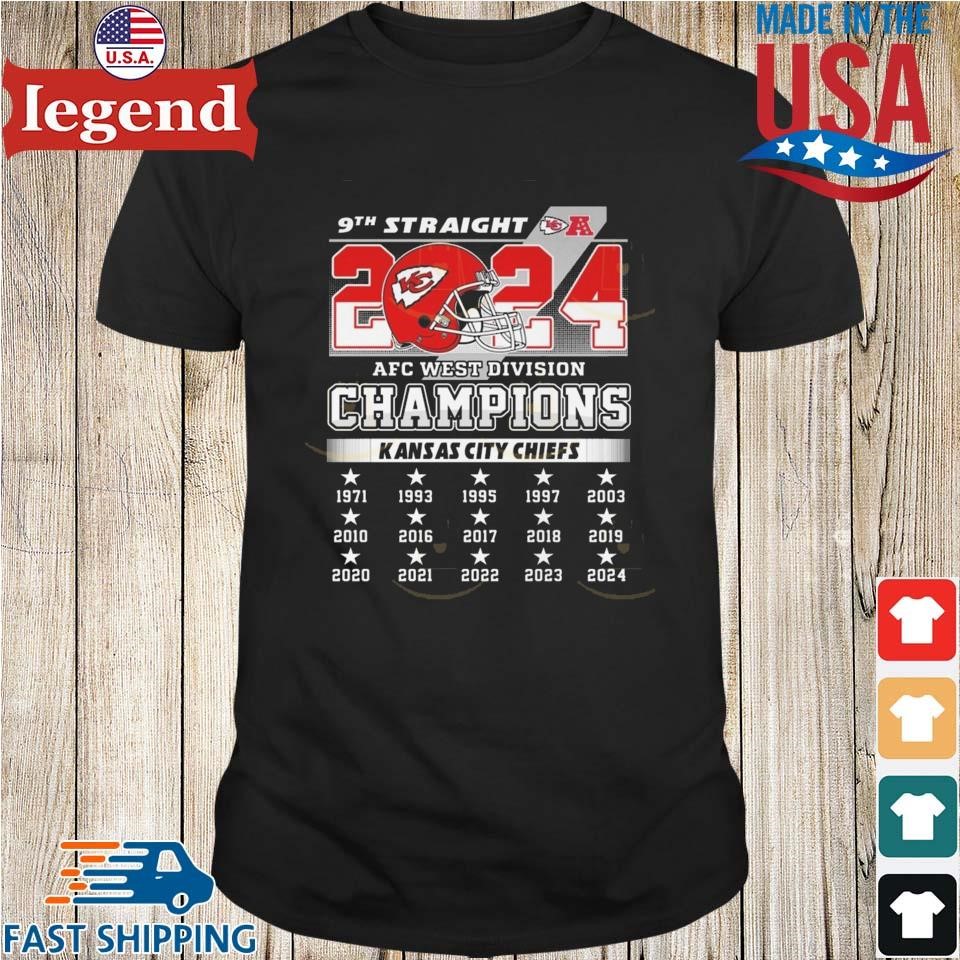 9th Straight 2024 AFC West Division Champions Kansas City Chiefs Shirt