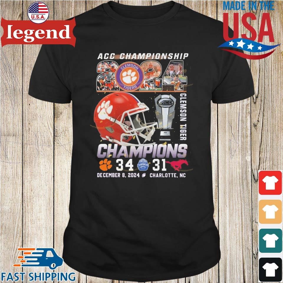 ACC Championship 2024 Clemson Tigers 34-31 MSU December 8 2024 Helmet Shirt