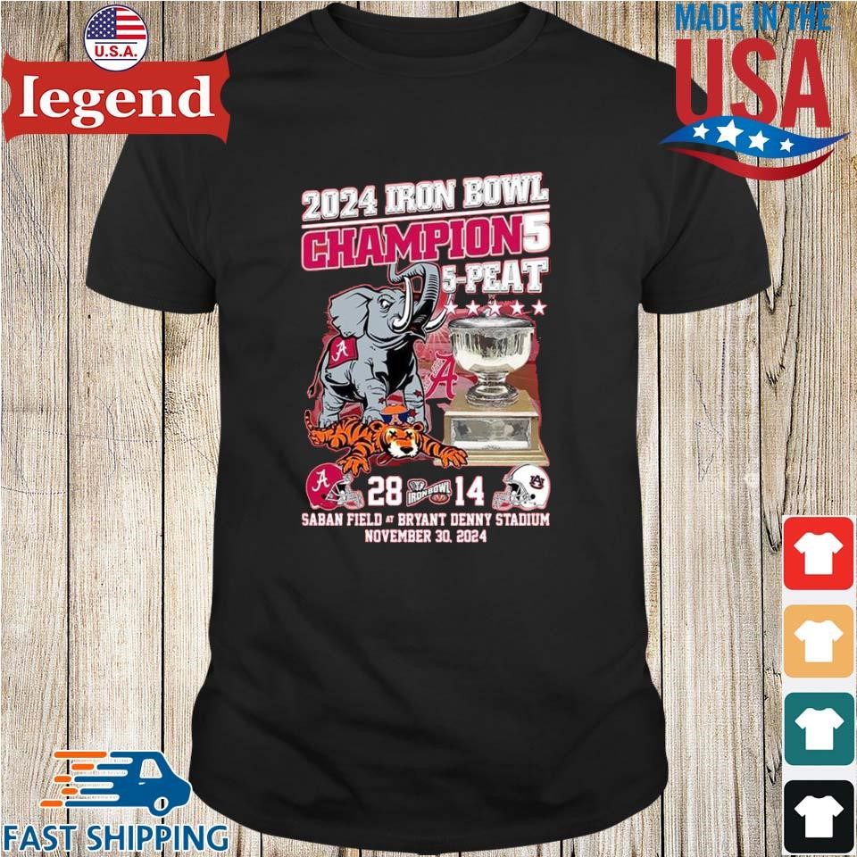 Alabama Crimson Tide 2024 Iron Bowl Champions 5-Peat Saban Field At bryant Denny Stadium November 30 2024 Shirt