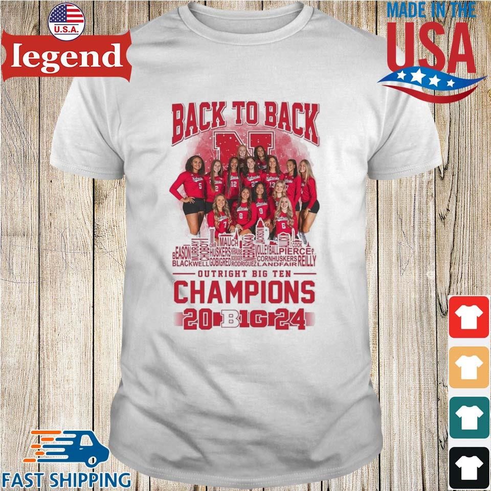 Back To Back Outright Big Ten Champions 2024 Nebraska Cornhuskers Skyline Name Shirt