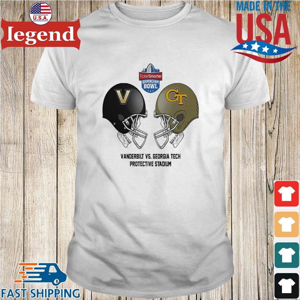 Birmingham Bowl NCAA 2024-2025 Bowl Games Vanderbilt Commodores vs Georgia Tech Yellow Jackets At Protective Stadium Skull Helmet Head To Head T-shirt