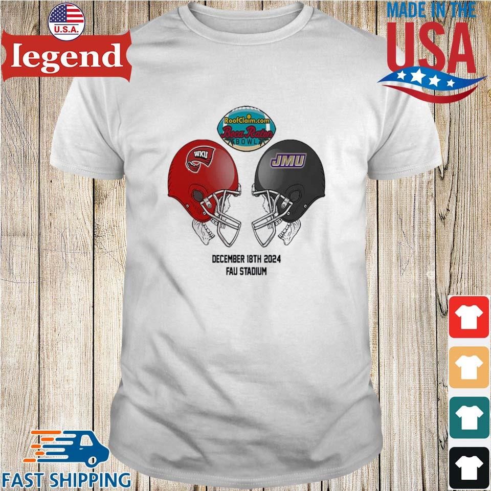 Boca Raton Bowl NCAA 2024-2025 Bowl Games Western Kentucky Hilltoppers vs James Madison Dukes At FAU Stadium Skull Helmet Head To Head T-shirt