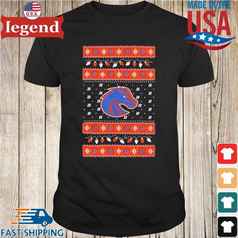 Boise State Broncos Logo Ugly Christmas Light Shirt