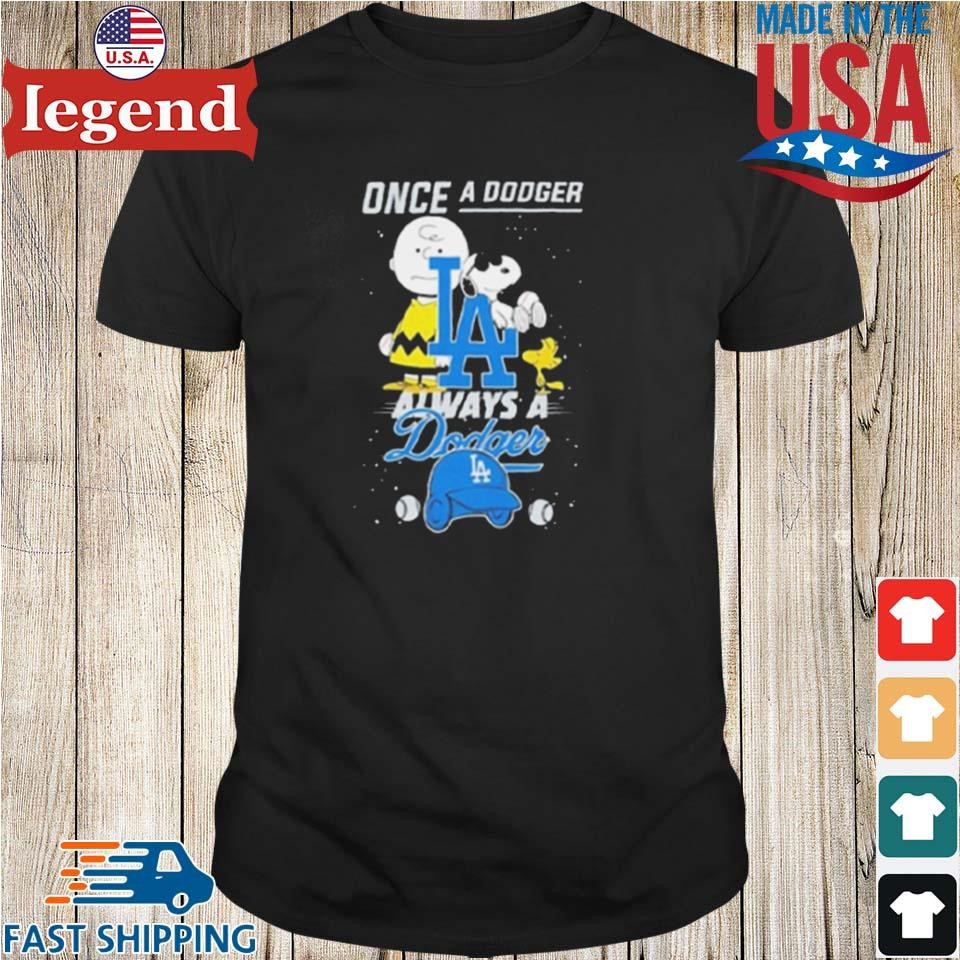 Charlie Brown Snoopy And Woodstock Once A Dodger Always A Dodgers Helmet Shirt