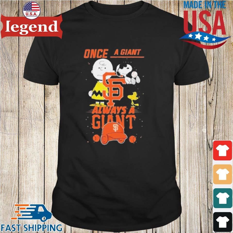 Charlie Brown Snoopy And Woodstock Once A San Francisco Giants Always A San Francisco Giants Helmet Shirt