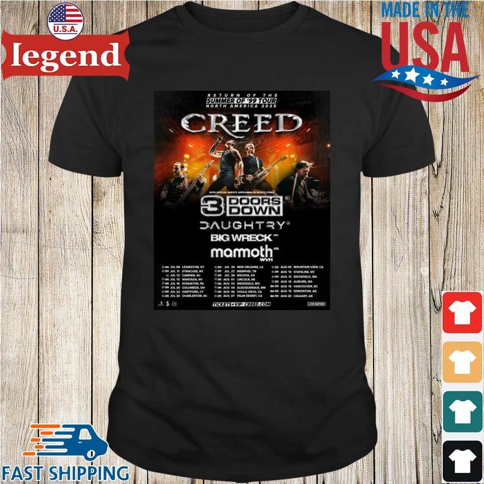 Creed Announces 2025 Summer Of '99 Tour T-shirt