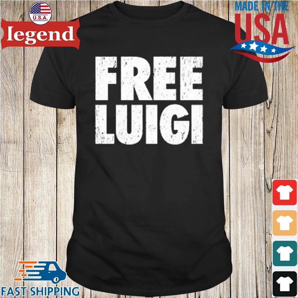 Free Luigi Text 2024 T-shirt