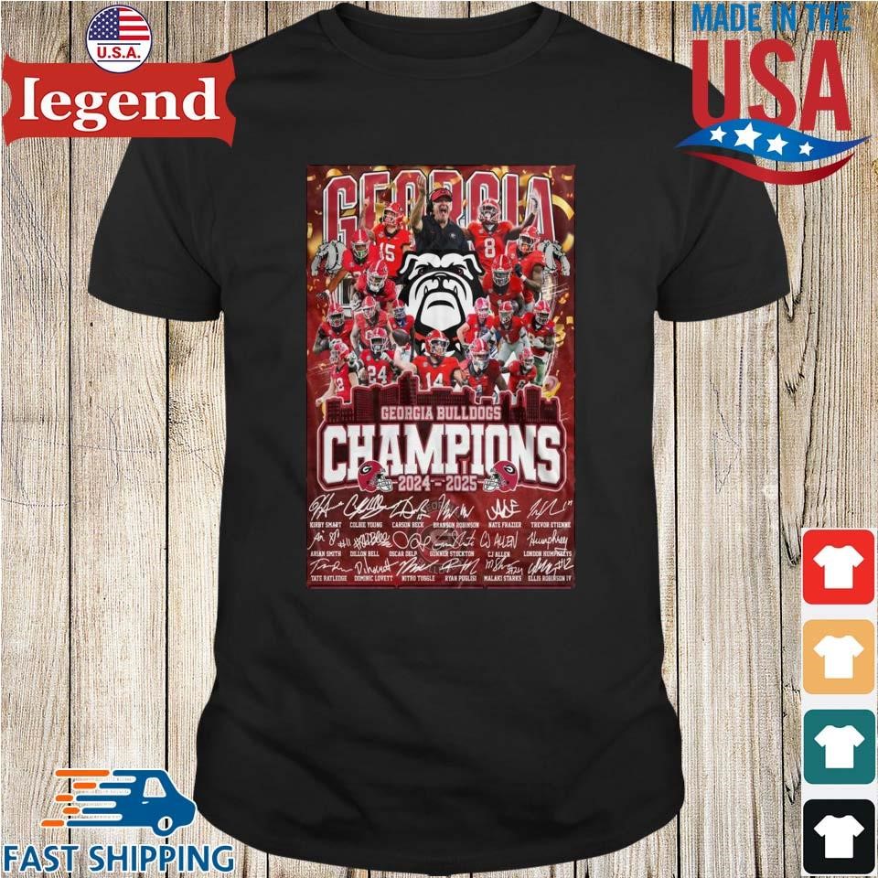 Georgia Bulldogs Football Champions 2024-2025 Players Skyline Signatures Shirt