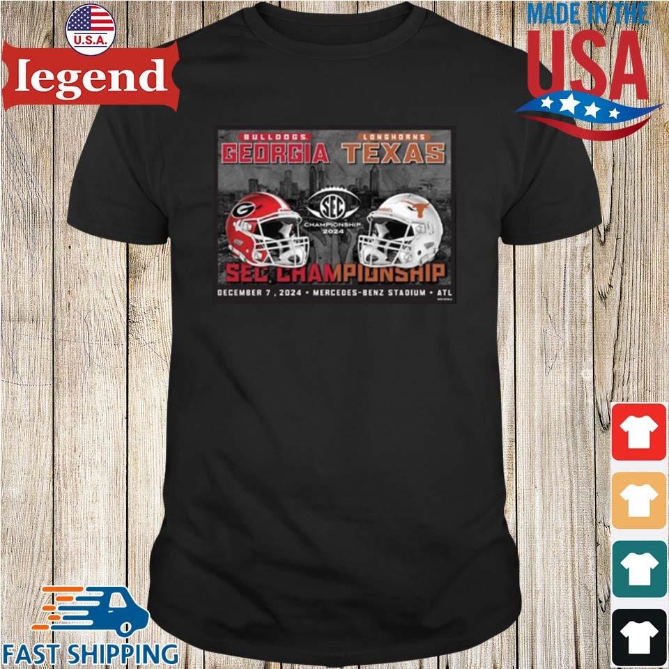 Georgia Bulldogs Vs Texas Longhorns SEC Champions December 7 2024 Mercedes-Benz Stadium Helmet Shirt