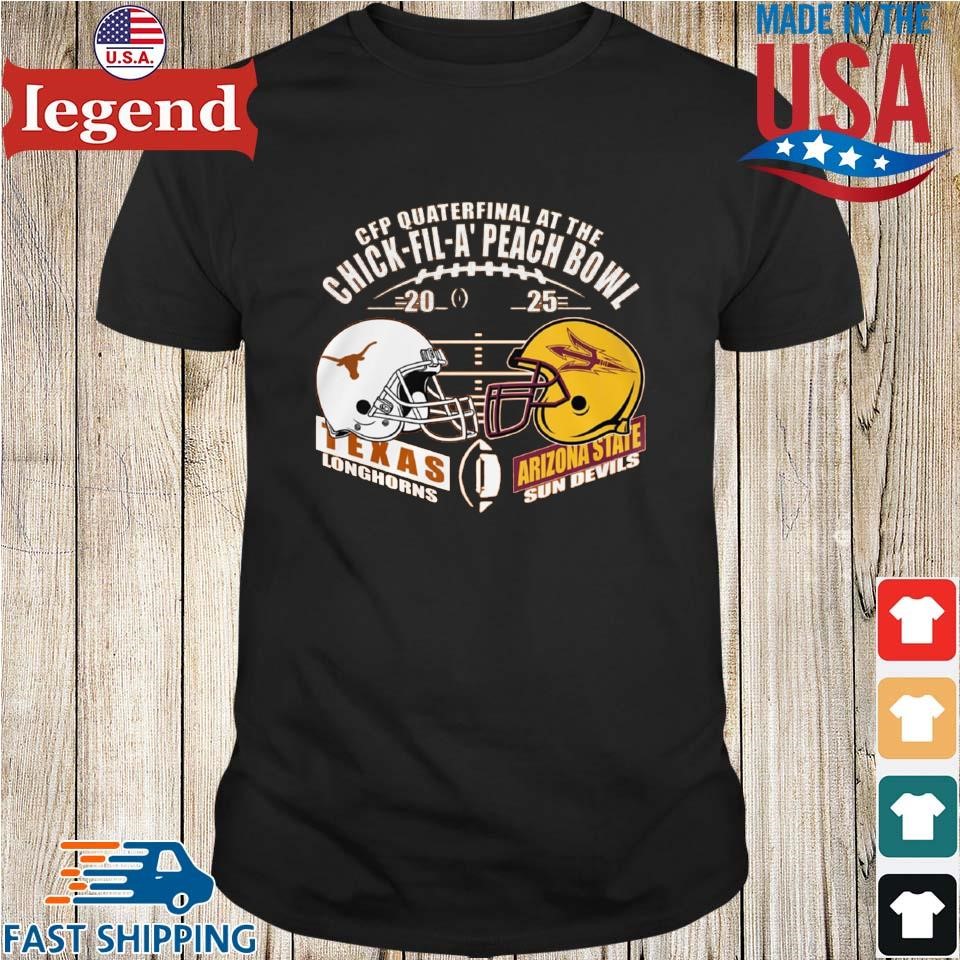 Hook 'Em CFP Quarterfinal At The Chick-fil-a' Peach Bowl Texas Longhorns Vs Arizona State Sun Devils Helmet Shirt