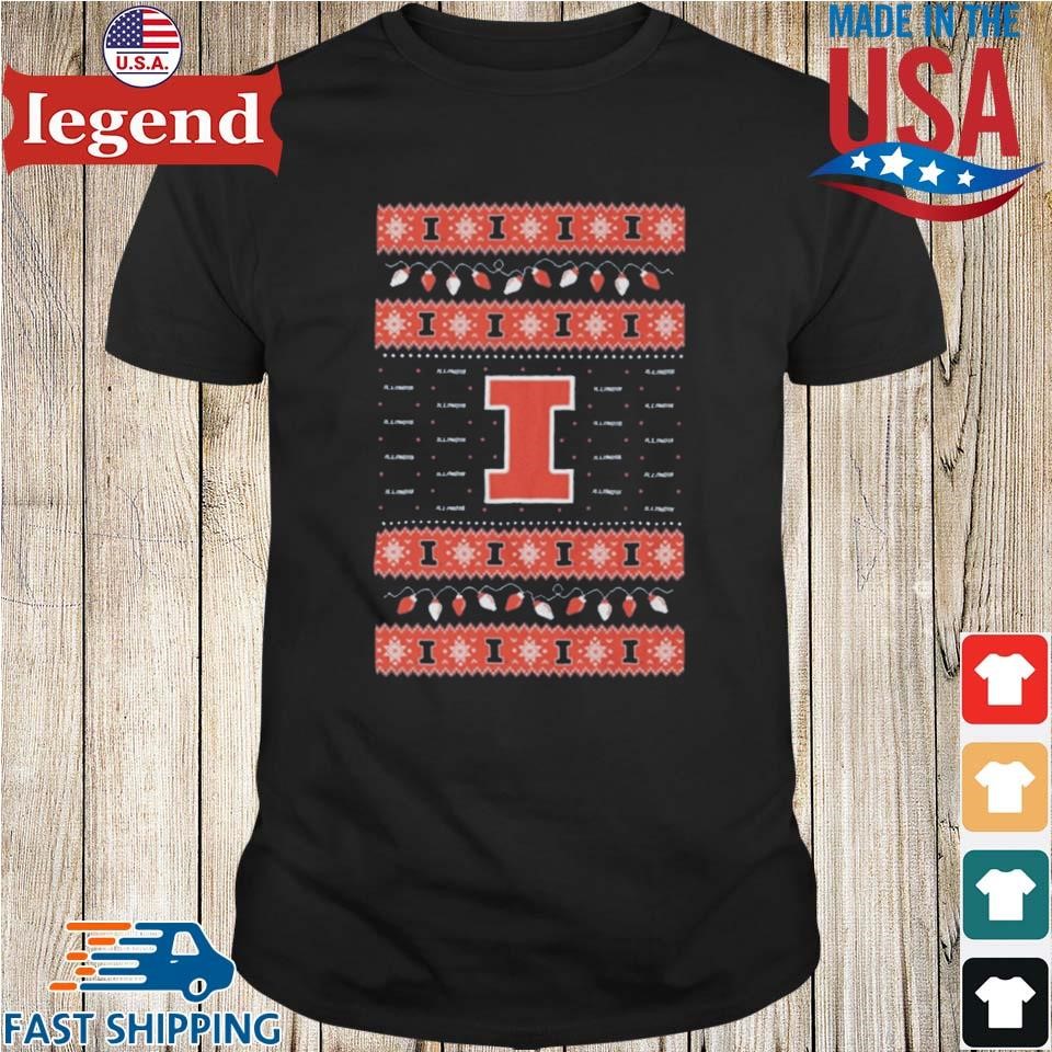 Illinois Fighting Illini Logo Ugly Christmas Light Shirt