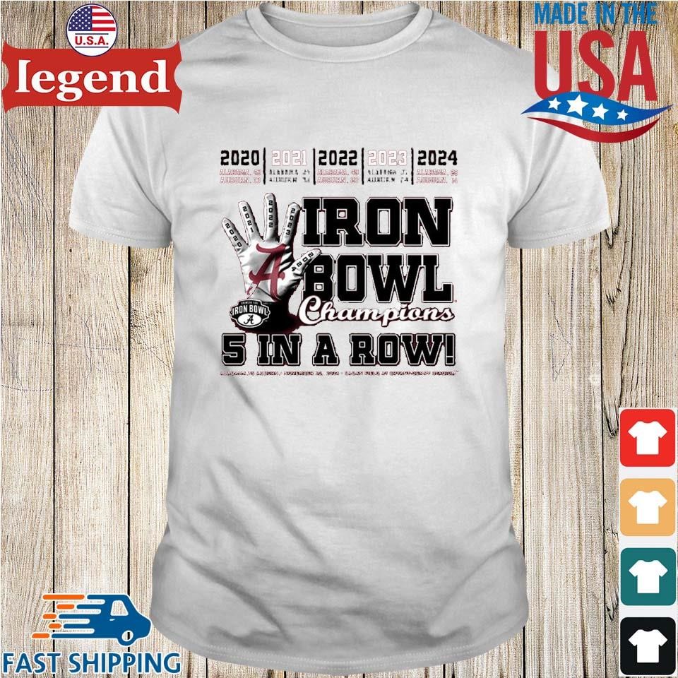 Iron Bowl Champions 5 In A Row Alabama vs Auburn November 30 2024 Shirt