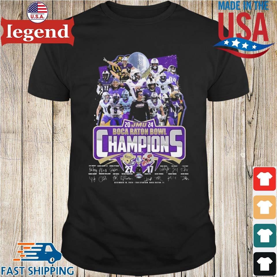 JMU 2024 Boca Raton Bowl Champions Signatures Shirt