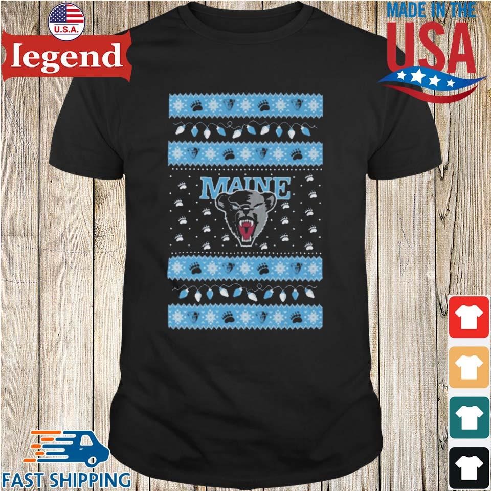 Maine Black Bears Logo Ugly Christmas Light Shirt