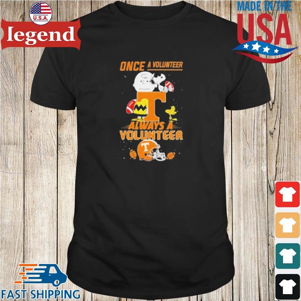 Charlie Brown Snoopy And Woodstock Once A Tennessee Volunteers Always A Tennessee Volunteers Helmet Shirt