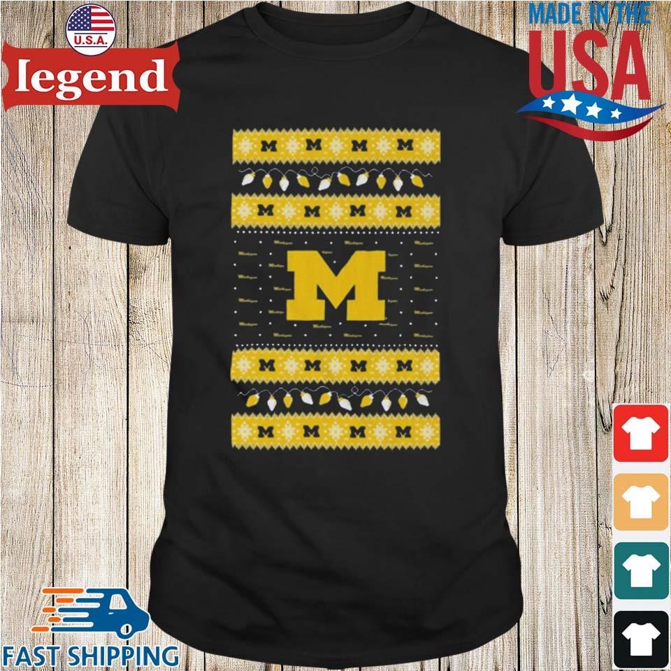 Michigan Wolverines Logo Ugly Christmas Light Shirt