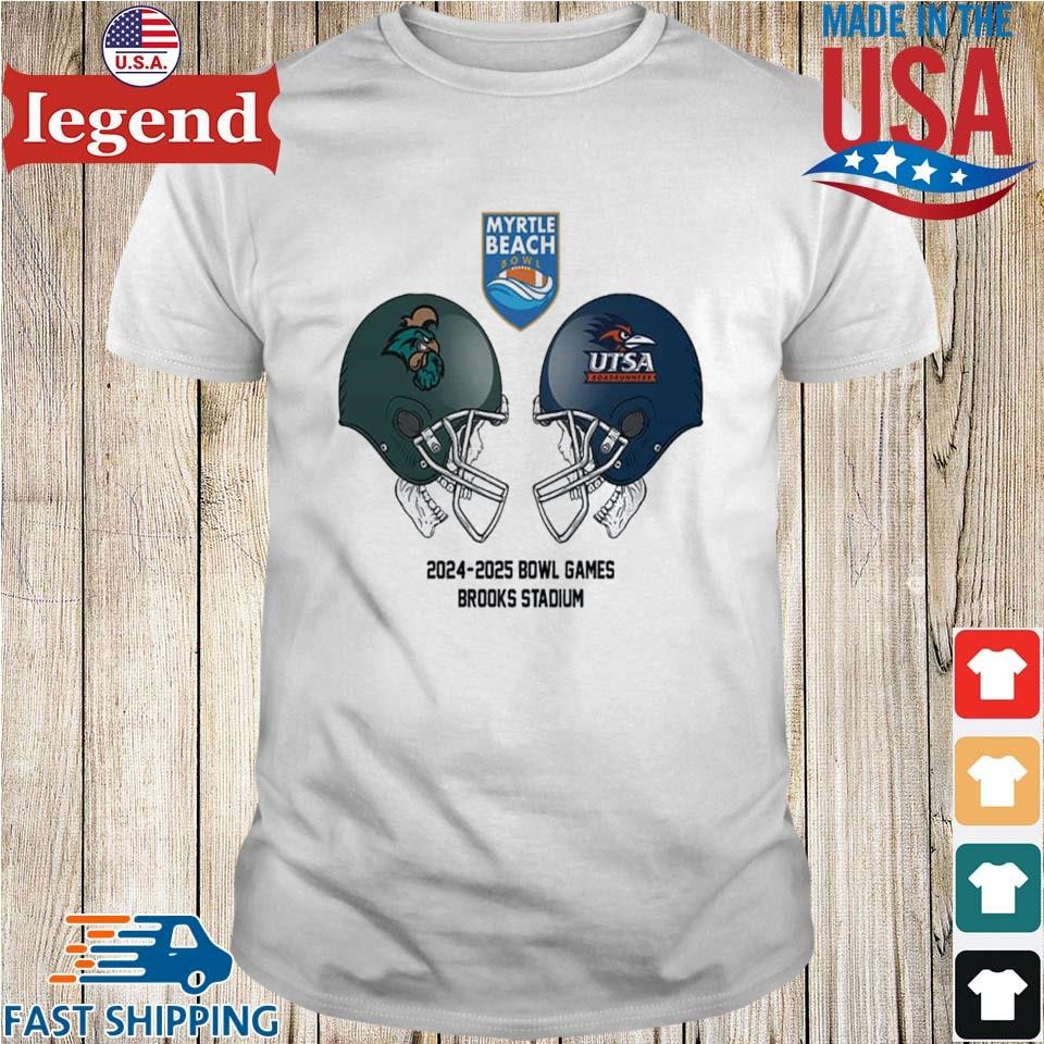 Myrtle Beach Bowl NCAA 2024-2025 Bowl Games Coastal Carolina vs UTSA At Brooks Stadium December 23rd 2024 Skull Helmet Head To Head Shirt