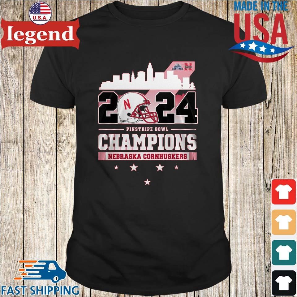 Nebraska Cornhuskers Football Las Pinstripe Bowl 2024 Champions Skyline Shirt