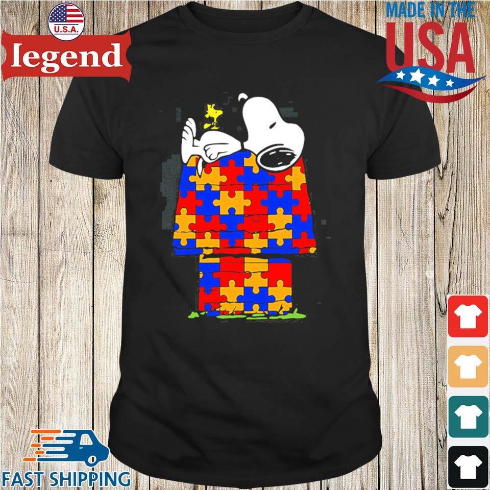 Peanuts Snoopy Sleeping On His Dog House Puzzle Pieces Shape Shirt