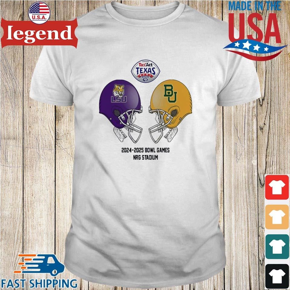 Texas Bowl 2024-2025 Bowl Games LSU Tigers vs Baylor Bears At NRG Stadium Skull Helmet Head To Head T-shirt