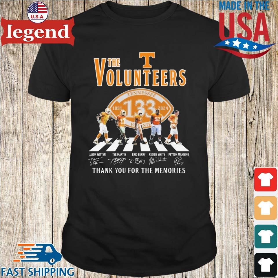 The Tennessee Volunteers Football 133 Years 1891-2024 Signature Thank You For The Memories Walking Shirt