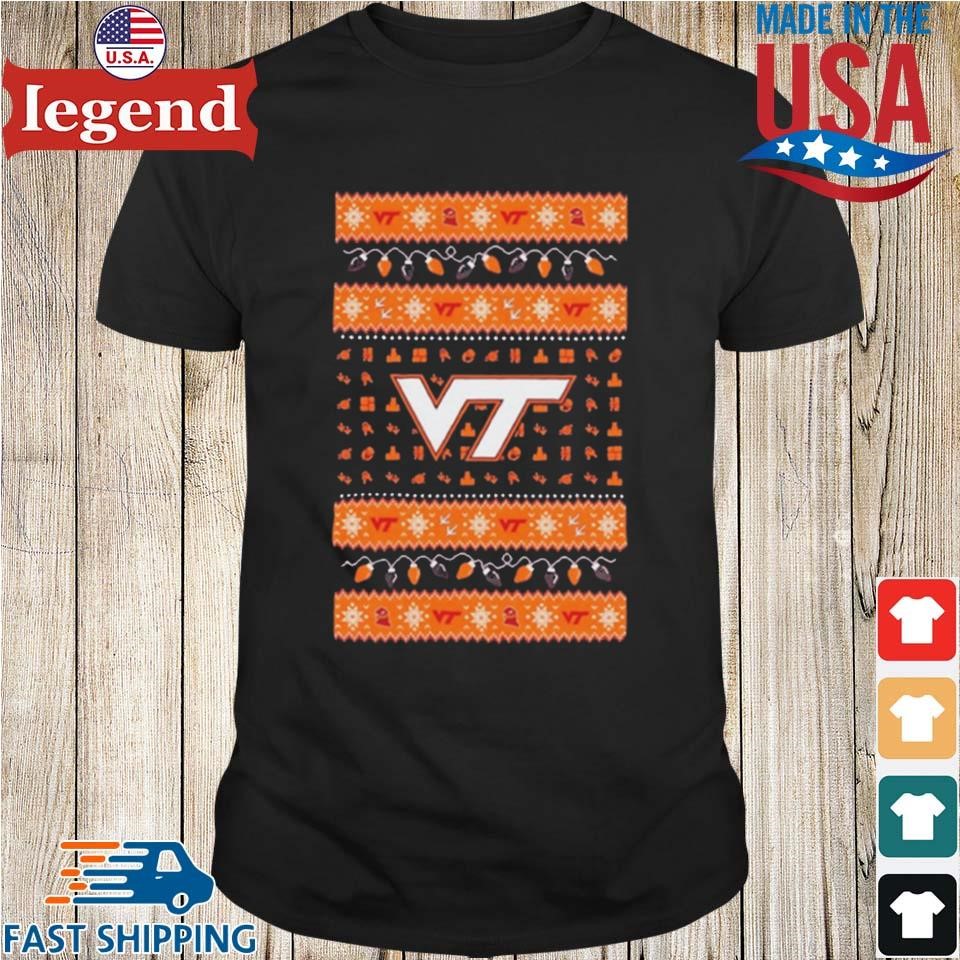 Virginia Tech Hokies Logo Ugly Christmas Light Shirt