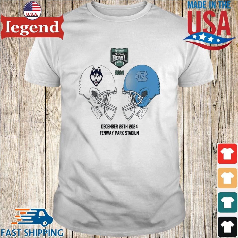 Wasabi Fenway Bowl NCAA 2024-2025 Bowl Games UConn Huskies vs North Carolina Tar Heels At Fenway Park Stadium Skull Helmet Head To Head Shirt