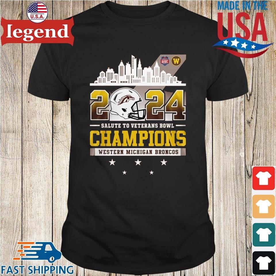 Western Michigan Broncos Champions Salute To Veterans Bowl 2024 Skyline Shirt