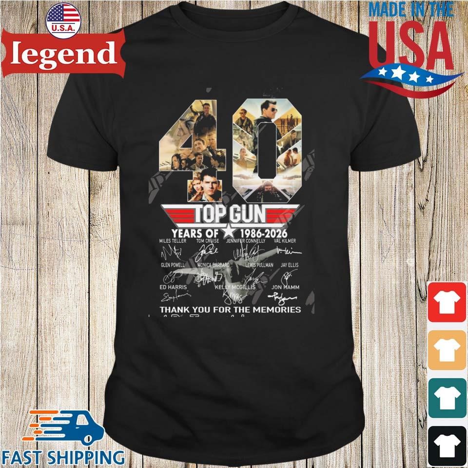Top Gun 40 Years Of 1986-2026 Thank You For The Memories Signatures Shirt