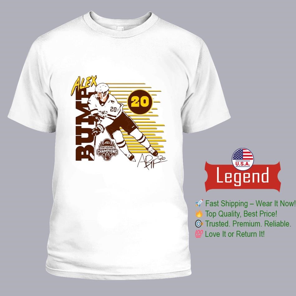 Alex Bump Western Michigan Broncos Ash 2025 National Men's Hockey Champions NIL Shirt
