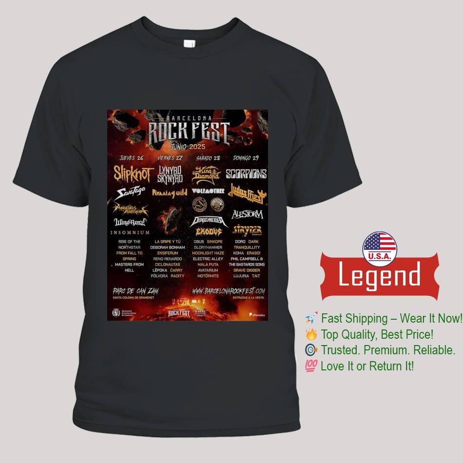 Barcelona Rock Fest 2025 Lineup In Santa Coloma de Gramenet Spain At Parc de Can Zam From June 26-29 2025 Shirt