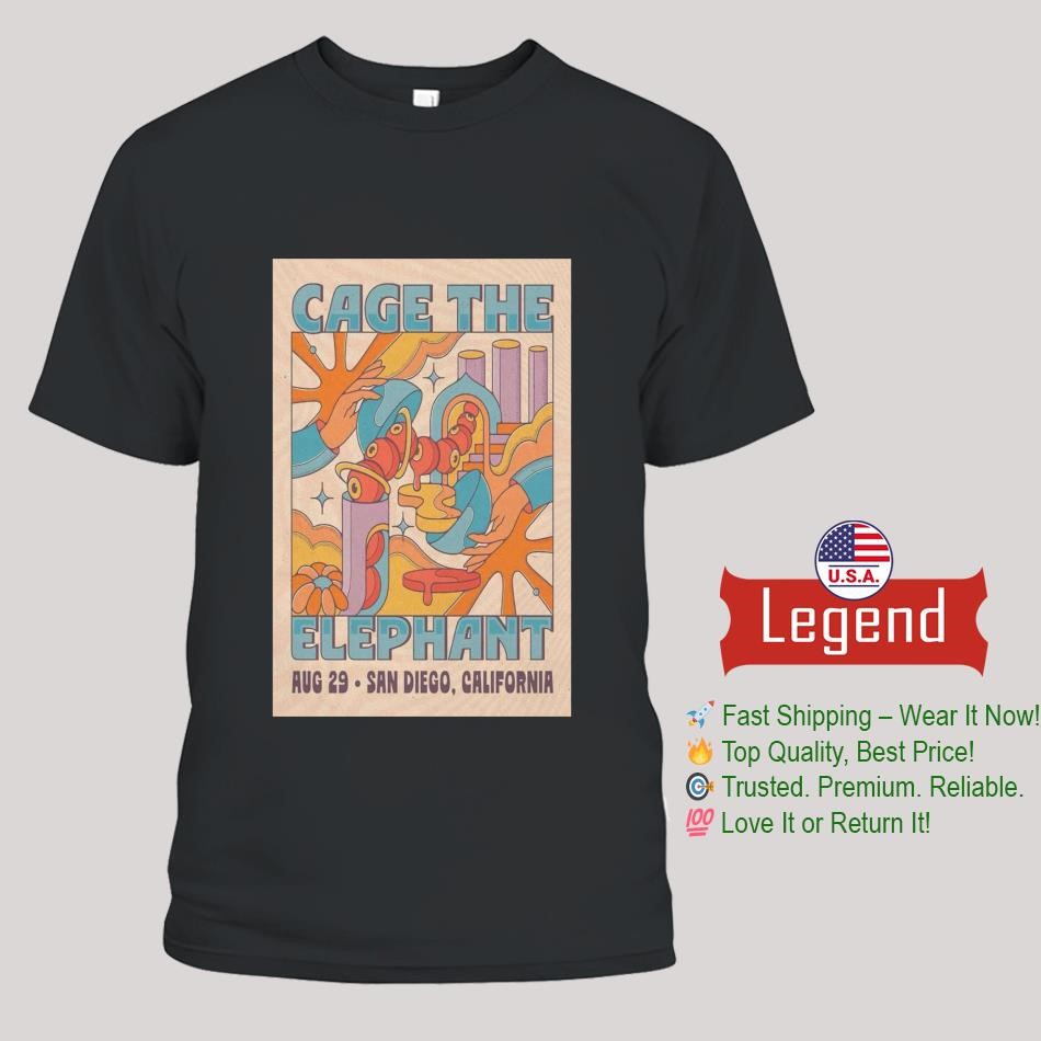 Cage The Elephant August 29 2025 San Diego, CL Tour Shirt