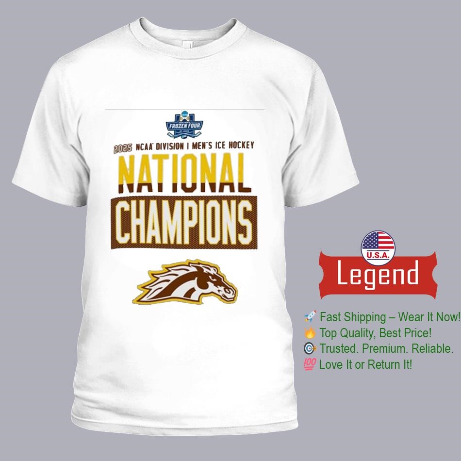 Champion Western Michigan Broncos Grey 2025 National Men's Hockey Champions Locker Room Shirt