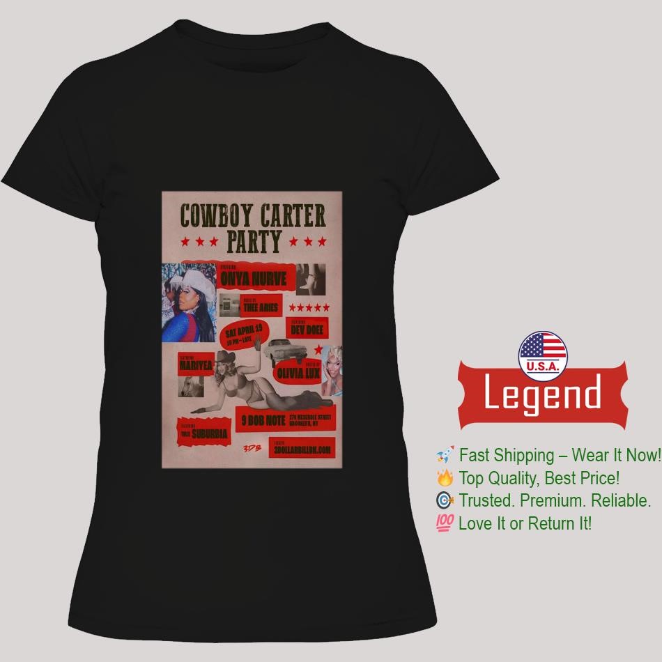 Cowboy Carter Party April 19 2025 Show 9 Bob Note Brooklyn, NY Lady's T-Shirt