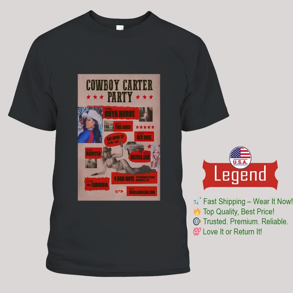 Cowboy Carter Party April 19 2025 Show 9 Bob Note Brooklyn, NY Lady's T-Shirt