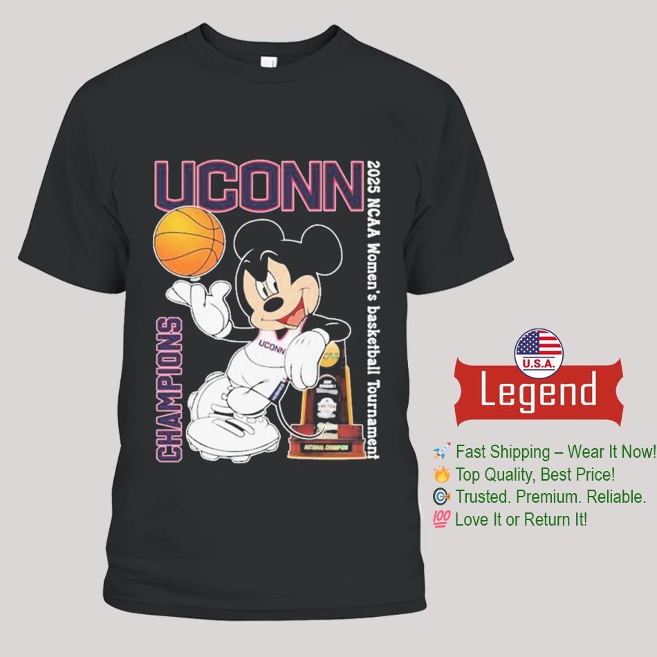 Mickey Mouse X Uconn Huskies 2025 NCAA Women’s Basketball Tournament Champions Disney Trophy Shirt