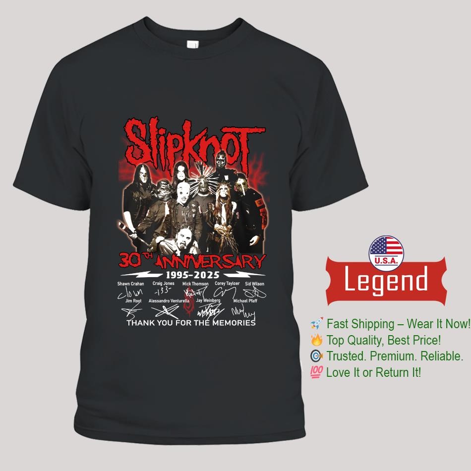 Official Slipknot 30 Years Of The Memories 1995-2025 Signatures Shirt